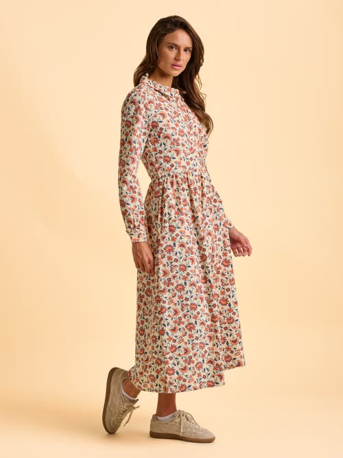 Brakeburn Bella Long Sleeve Shirt Midi Dress In Neutral