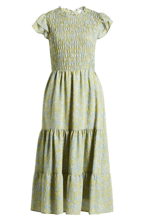 SAM EDELMAN SAM EDELMAN MATILDA SMOCKED TIERED MIDI DRESS 