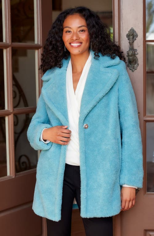 Karen Kane Faux Shearling Coat In Blue