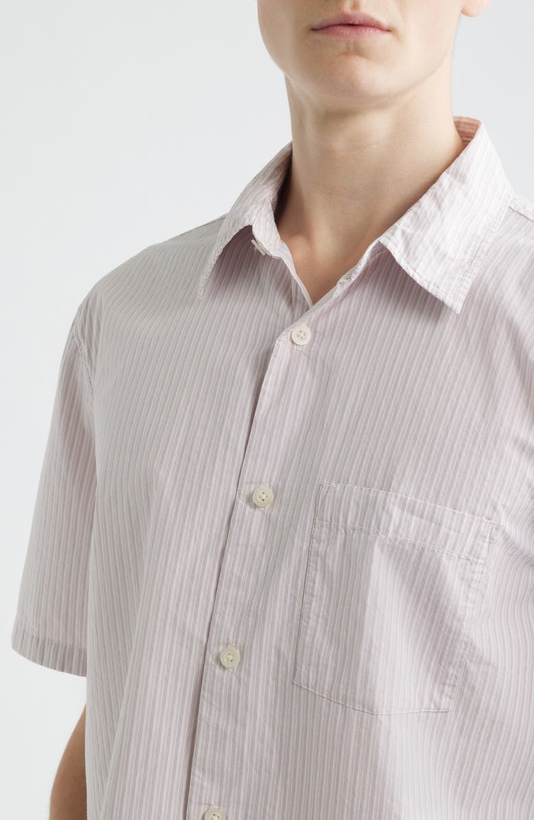 Madewell Mini Shirting Stripe Short Sleeve Cotton Poplin Shirt, Alternate, color, Mini Shirting Stripe