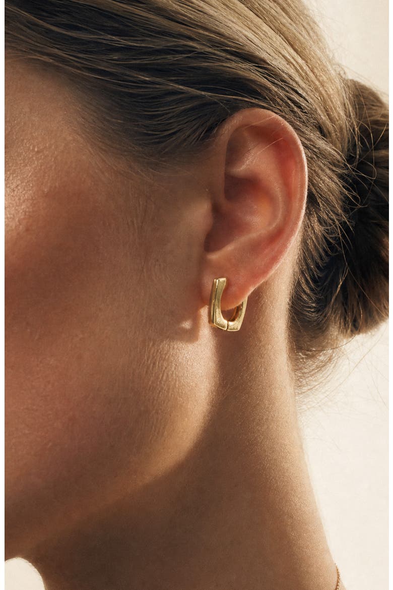 Square Huggie Hoop Earrings, Alternate, color, GOLD