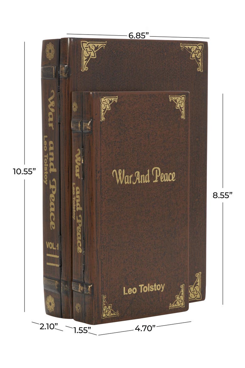 Set of 3 War & Peace Decorative Keepsake Boxes, Alternate, color, BROWN