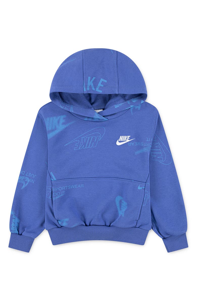 Nike Kids' Logo Print Hoodie, Main, color, Comet Blue