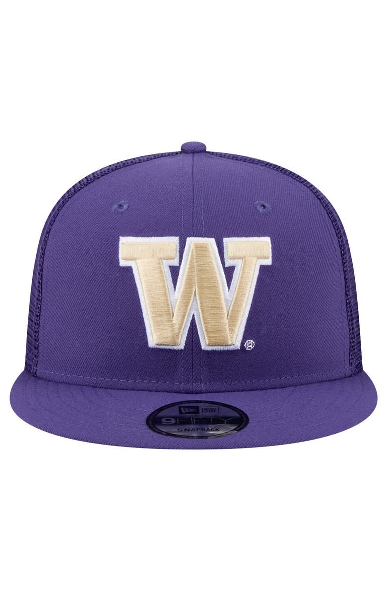 New Era Men's New Era Purple Washington Huskies 9FIFTY Trucker Snapback Hat, Alternate, color, Purple