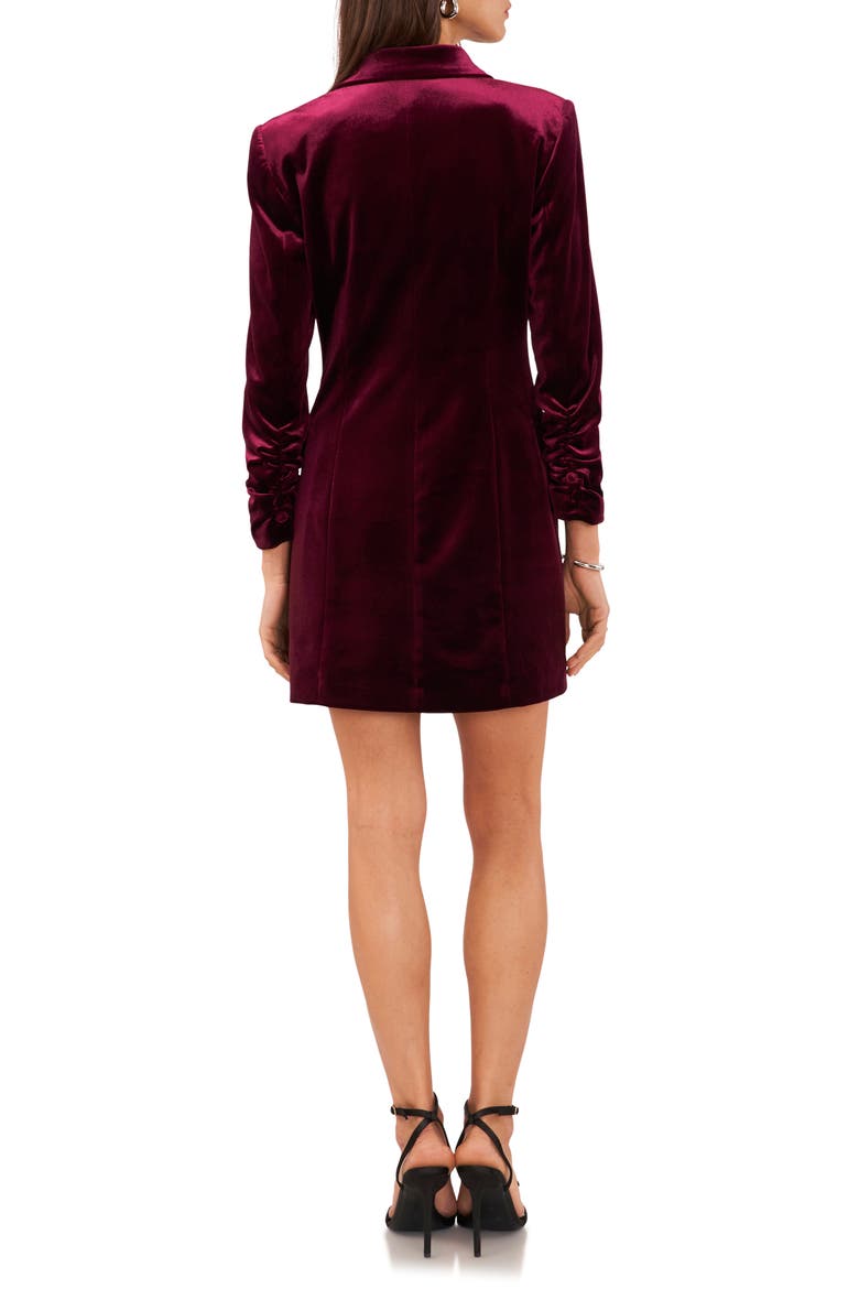 Velvet Long Sleeve Blazer Cocktail Dress, Alternate, color, PORT