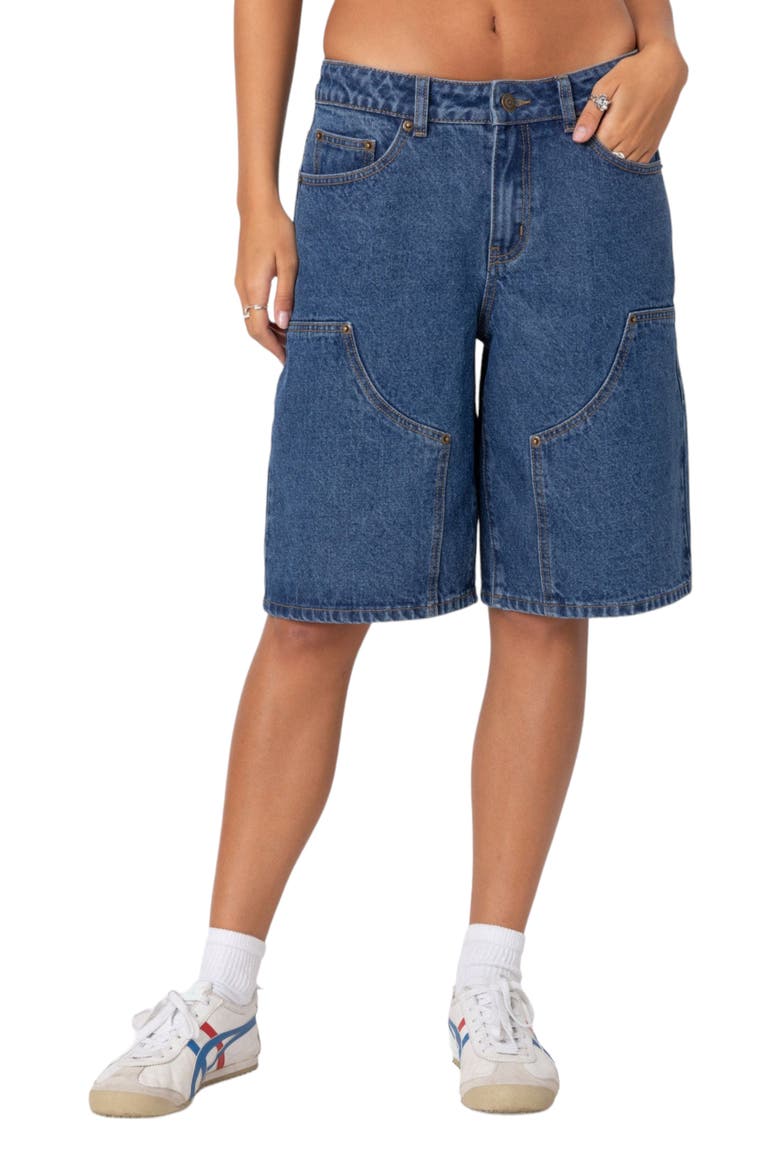 Jacqui Low Rise Denim Bermuda Shorts, Main, color, BLUE-WASHED