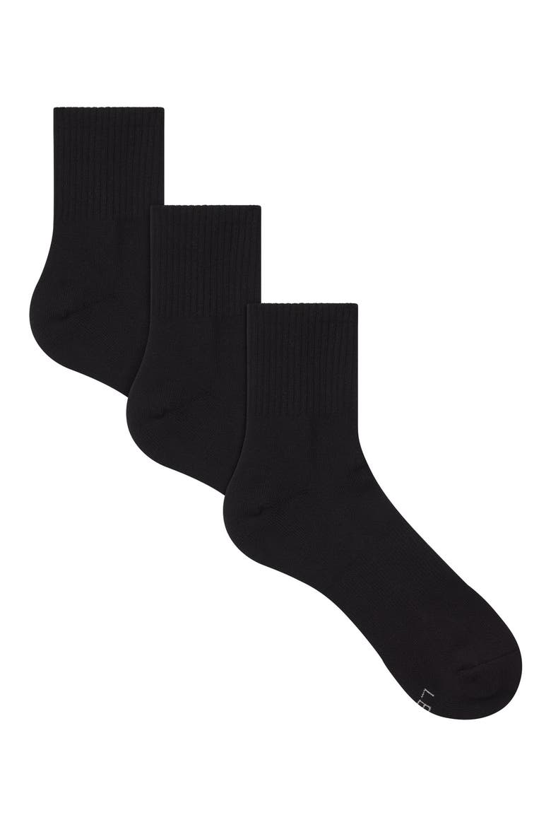 3-Pack Quarter Crew Socks, Main, color, ONYX