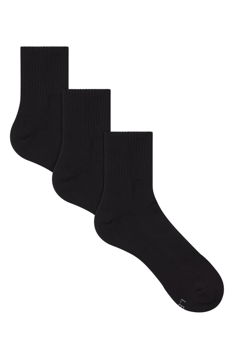 SKIMS 3-Pack Quarter Crew Socks, Main, color, Onyx