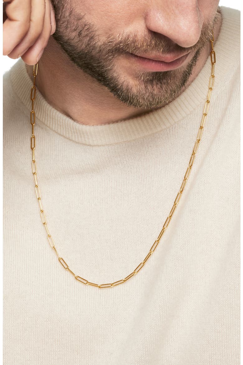 Men's Chain Link Necklace in 18K Yellow Gold, 3.5mm, Alternate, color, 18K YELLOW GOLD