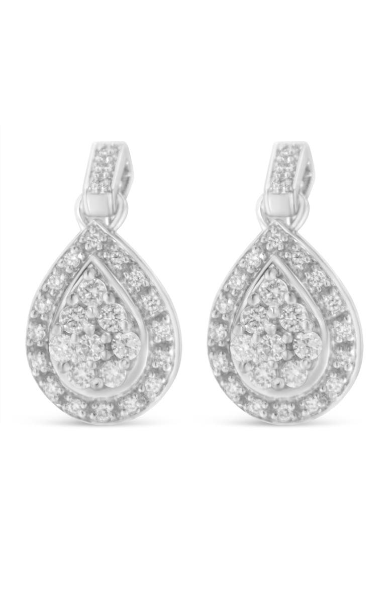 10k White Gold Round Diamond Earrings, Main, color, White