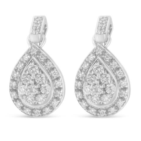10k White Gold Round Diamond Earrings