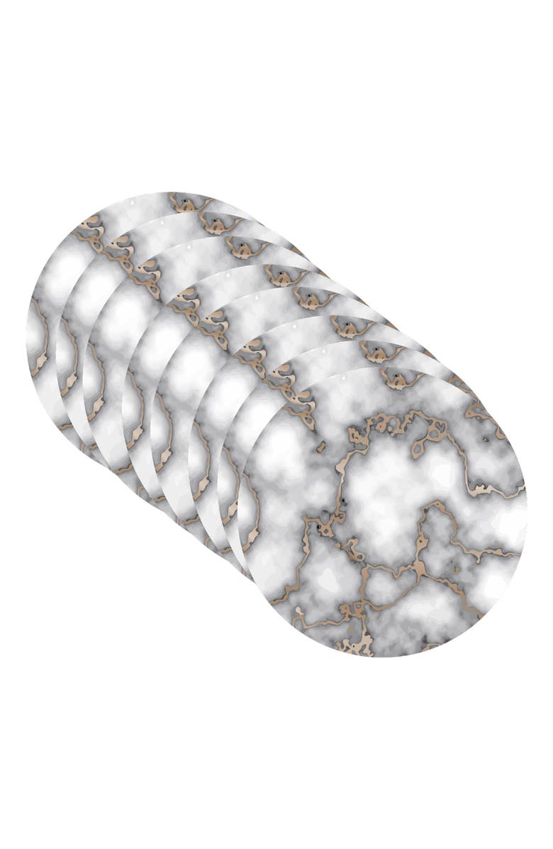 DAINTY HOME Marble Print Set of 8 Placemats, Alternate, color, Smokey Gold