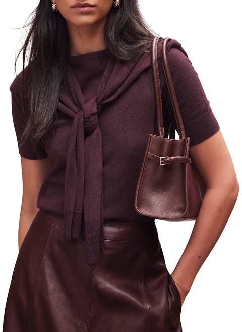 Cotton Blend Scarf Detail Knit Top