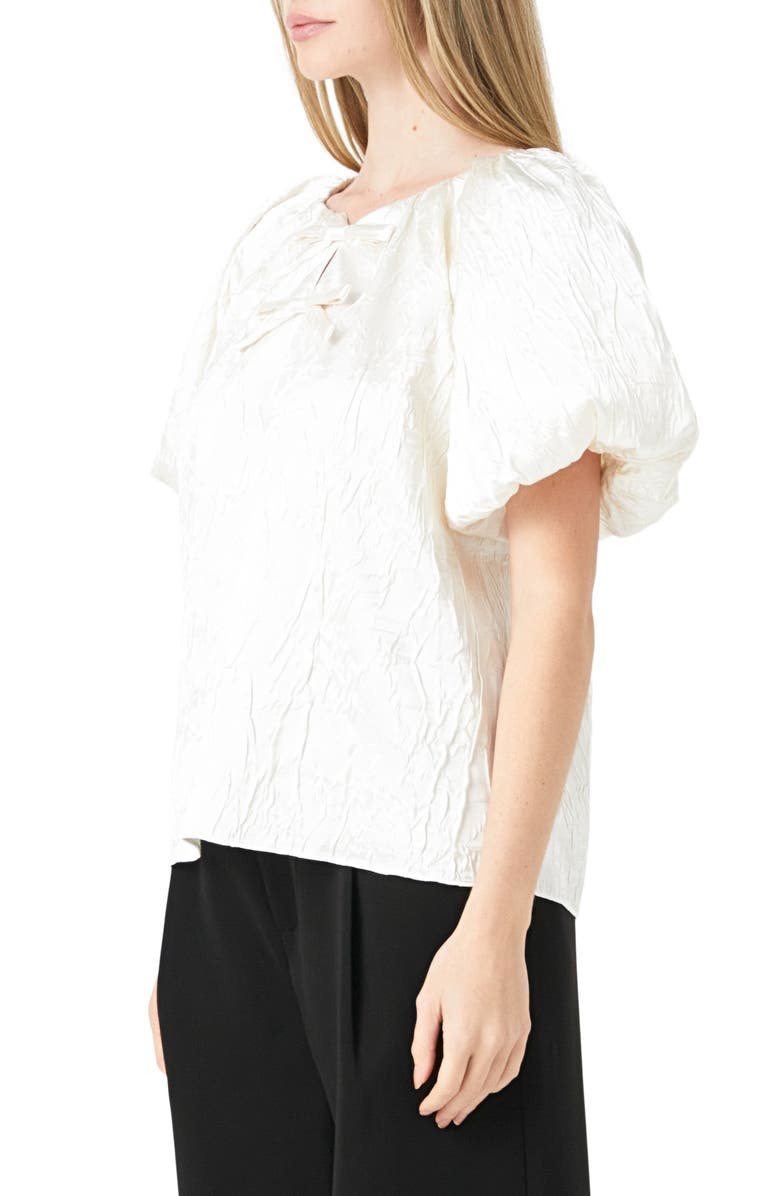 Endless Rose Crinkle Satin Top, Alternate, color, Cream