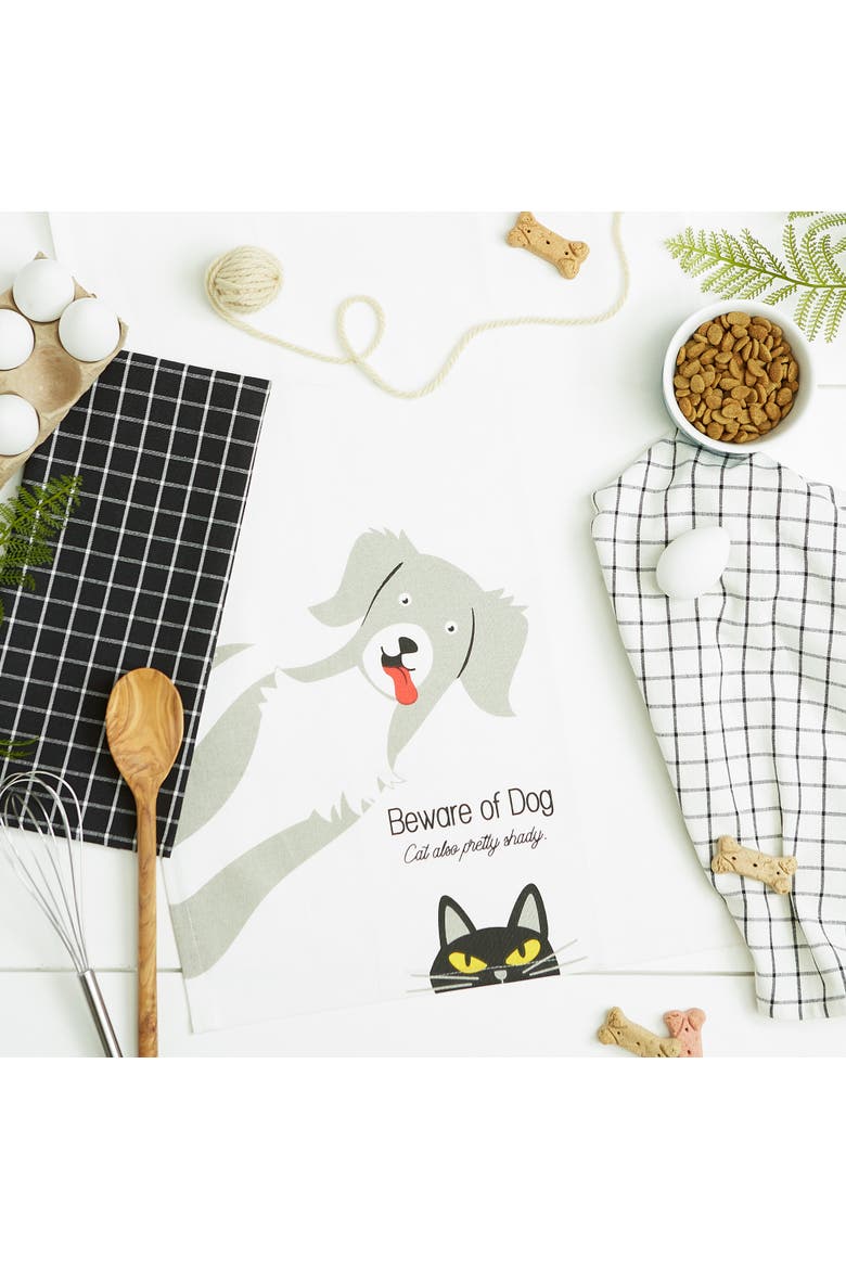 Beware of Dog & Cat Pet Dishtowel Set/3, Alternate, color, Beware