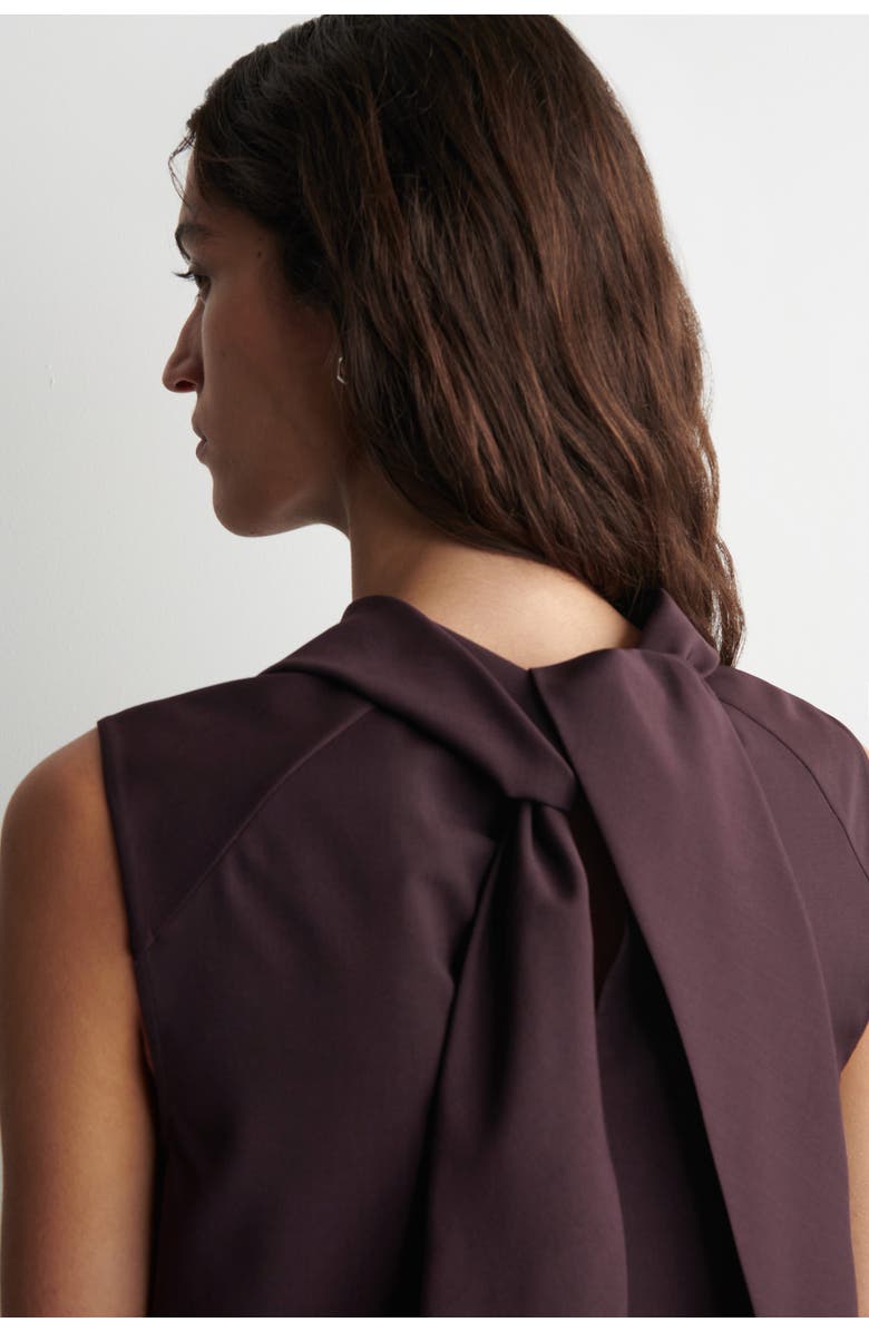 COS Fluid Mock-Neck Scarf Blouse, Alternate, color, Burgundy