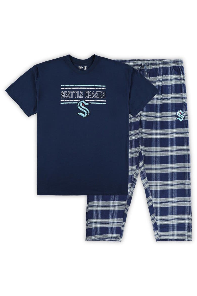 Men's Deep Sea Blue/Gray Seattle Kraken Big & Tall T-Shirt & Pajama Pants Sleep Set, Main, color, Navy