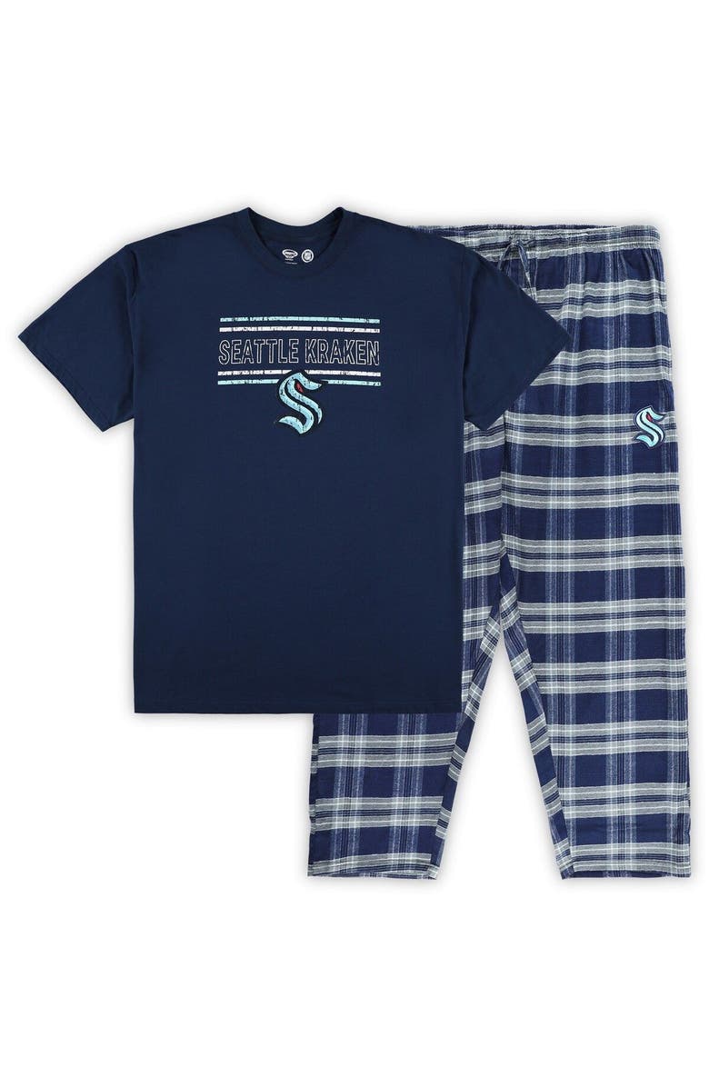 PROFILE Men's Deep Sea Blue/Gray Seattle Kraken Big & Tall T-Shirt & Pajama Pants Sleep Set, Main, color, Navy
