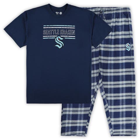 Men's Deep Sea Blue/Gray Seattle Kraken Big & Tall T-Shirt & Pajama Pants Sleep Set