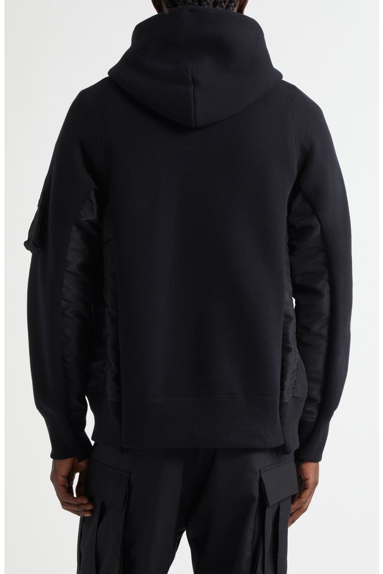 Sponge Sweat Mixed Media Hoodie, Alternate, color, BLACK/ BLACK 002