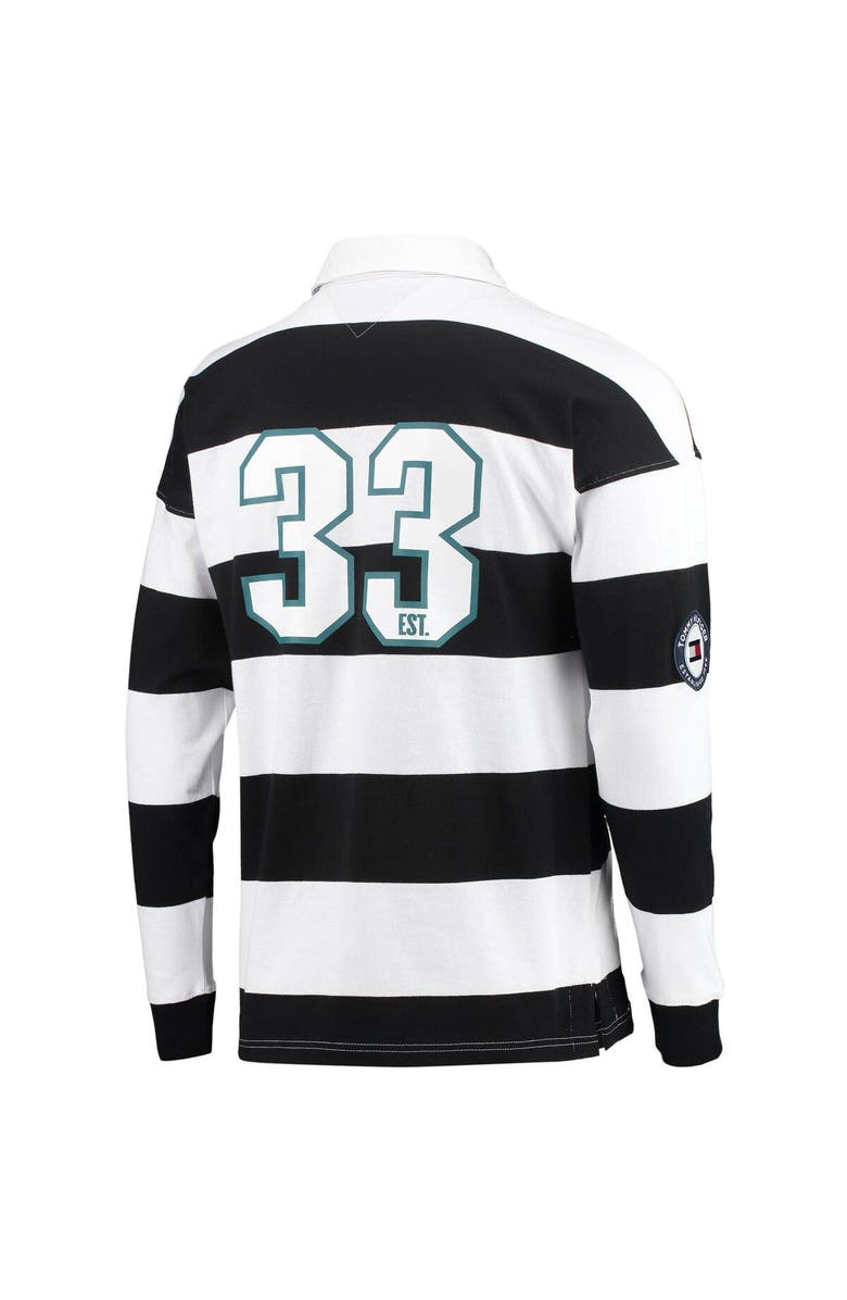 Tommy Hilfiger Men's Tommy Hilfiger Black/White Philadelphia Eagles Varsity Stripe Rugby Long Sleeve Polo, Alternate, color, 
