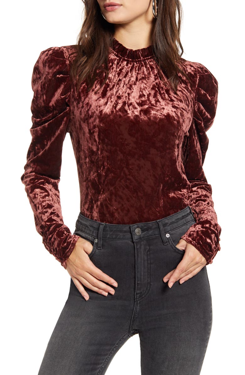 WAYF Erika Victorian Crushed Velvet Top, Main, color,