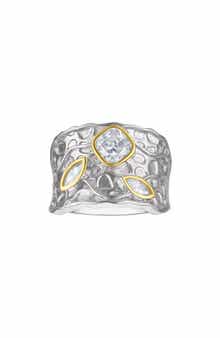 Textured Two-Tone Cubic Zirconia Cigar Ring