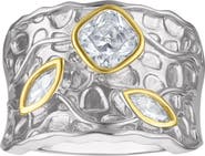 FZN Textured Two-Tone Cubic Zirconia Cigar Ring