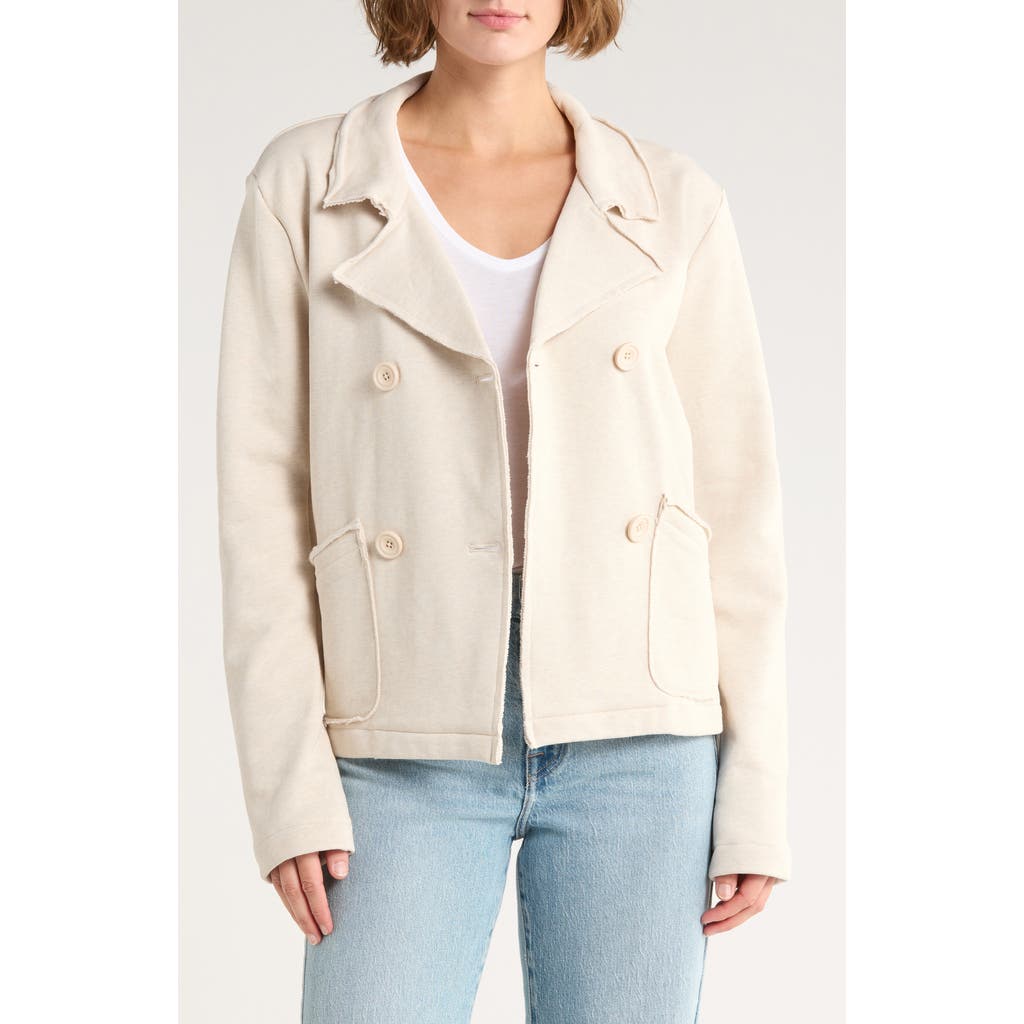 Splendid Double Breasted Cotton French Terry Blazer In White