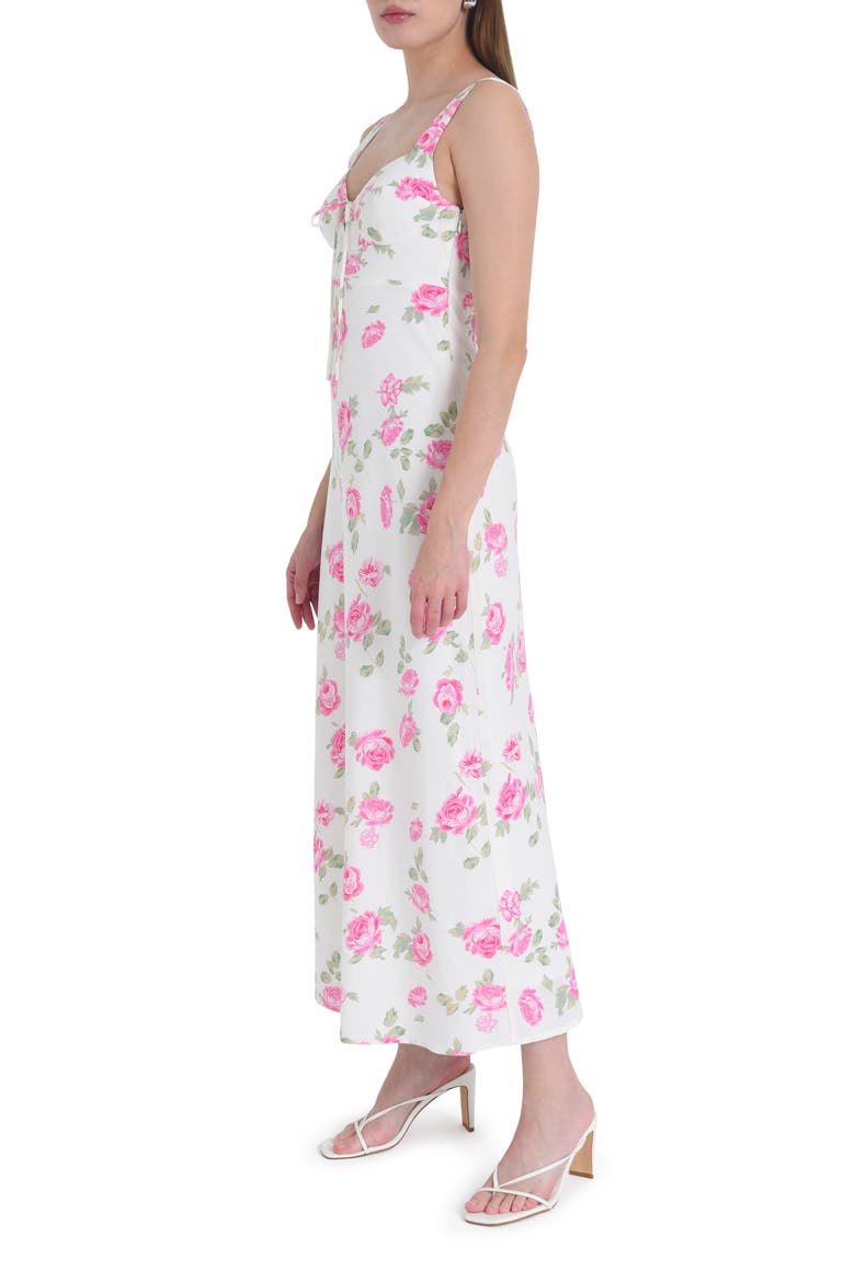 Romeo Floral Linen Blend Midi Dress, Alternate, color, IVORY ROSES