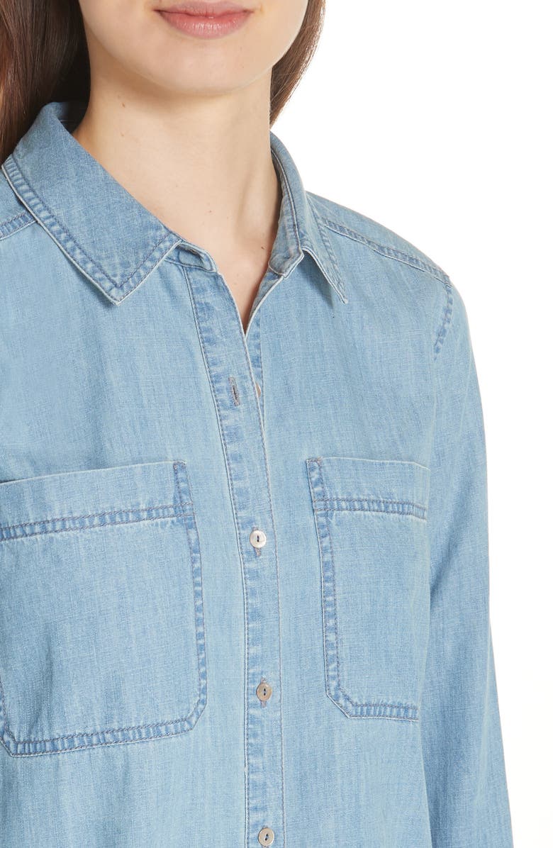 Eileen Fisher Organic Cotton Chambray Shirt, Alternate, color, 