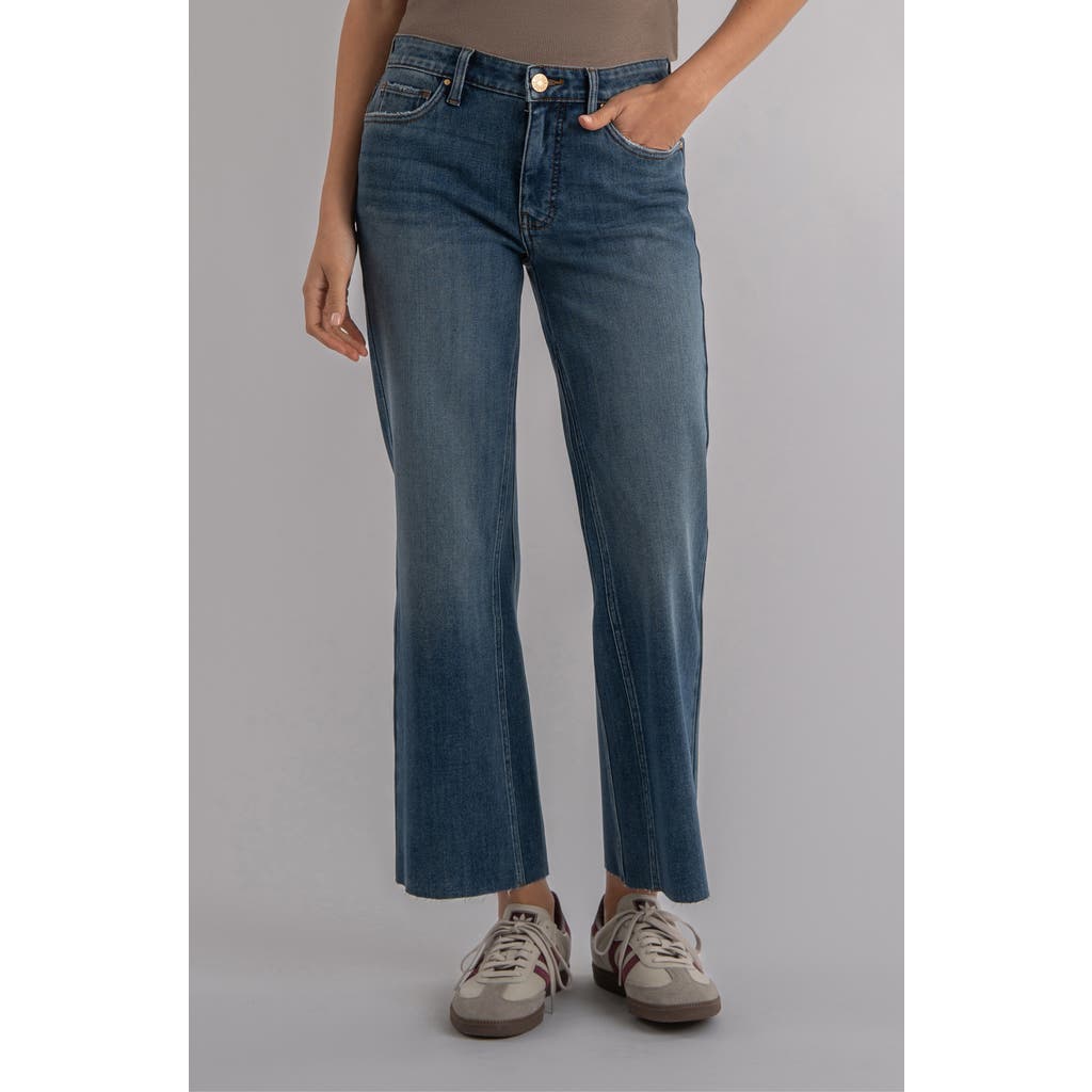 Kut From The Kloth Kelsey Fab Ab Raw Hem Ankle Flare Jeans In Blue