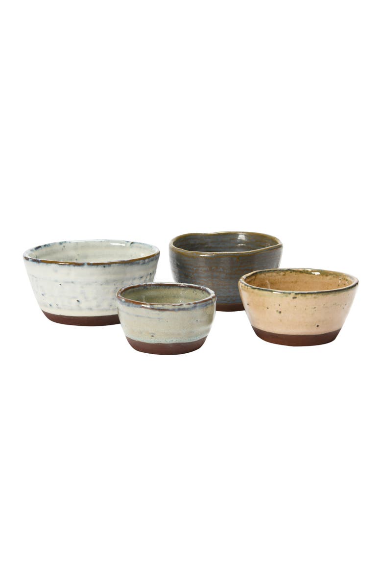 Storied Home Stoneware Bowls with Reactive Glaze Finish, Set of 4, Alternate, color, Grey