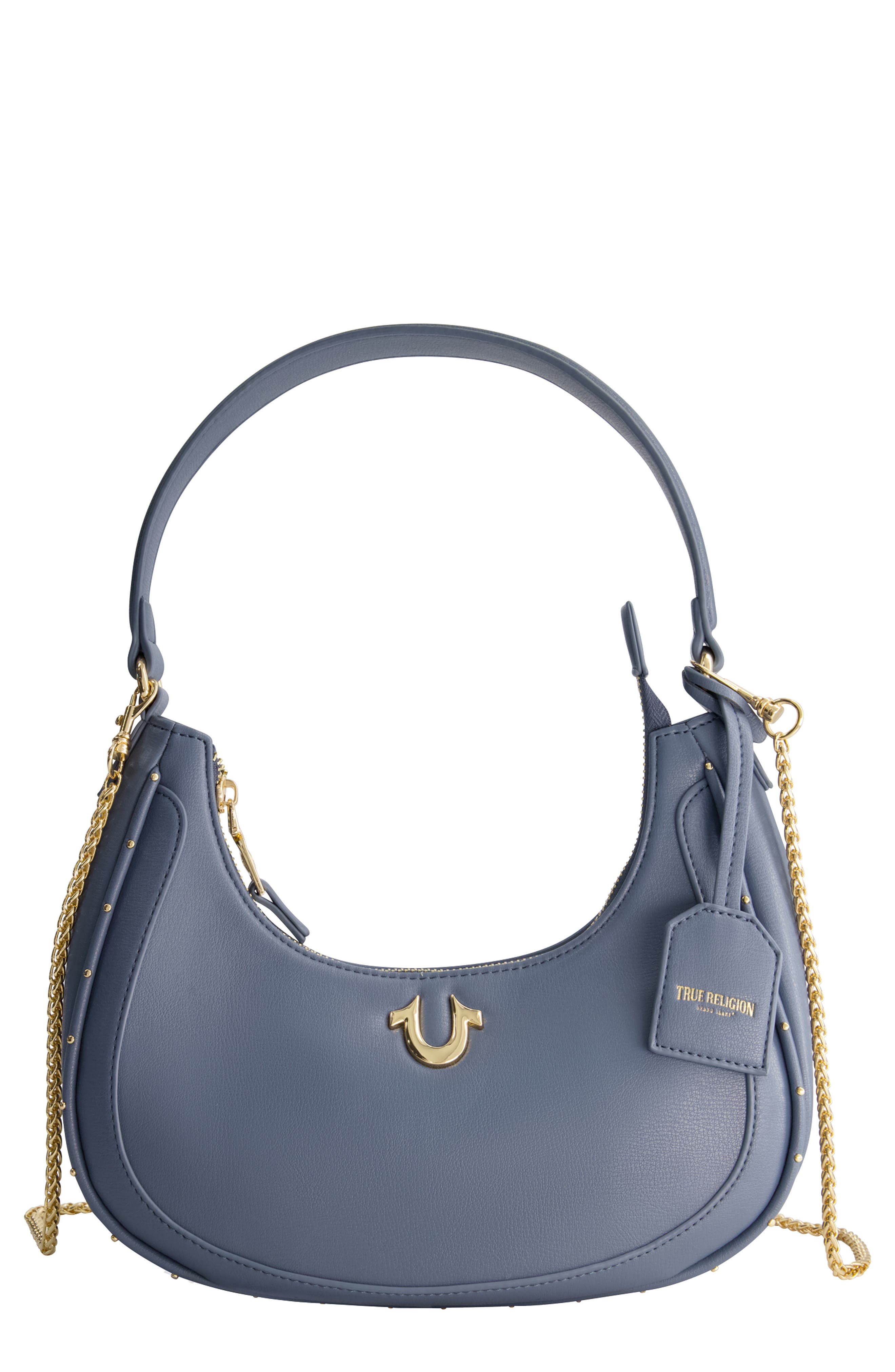 Zip Top Crescent Hobo Bag, Main, color, BLUE