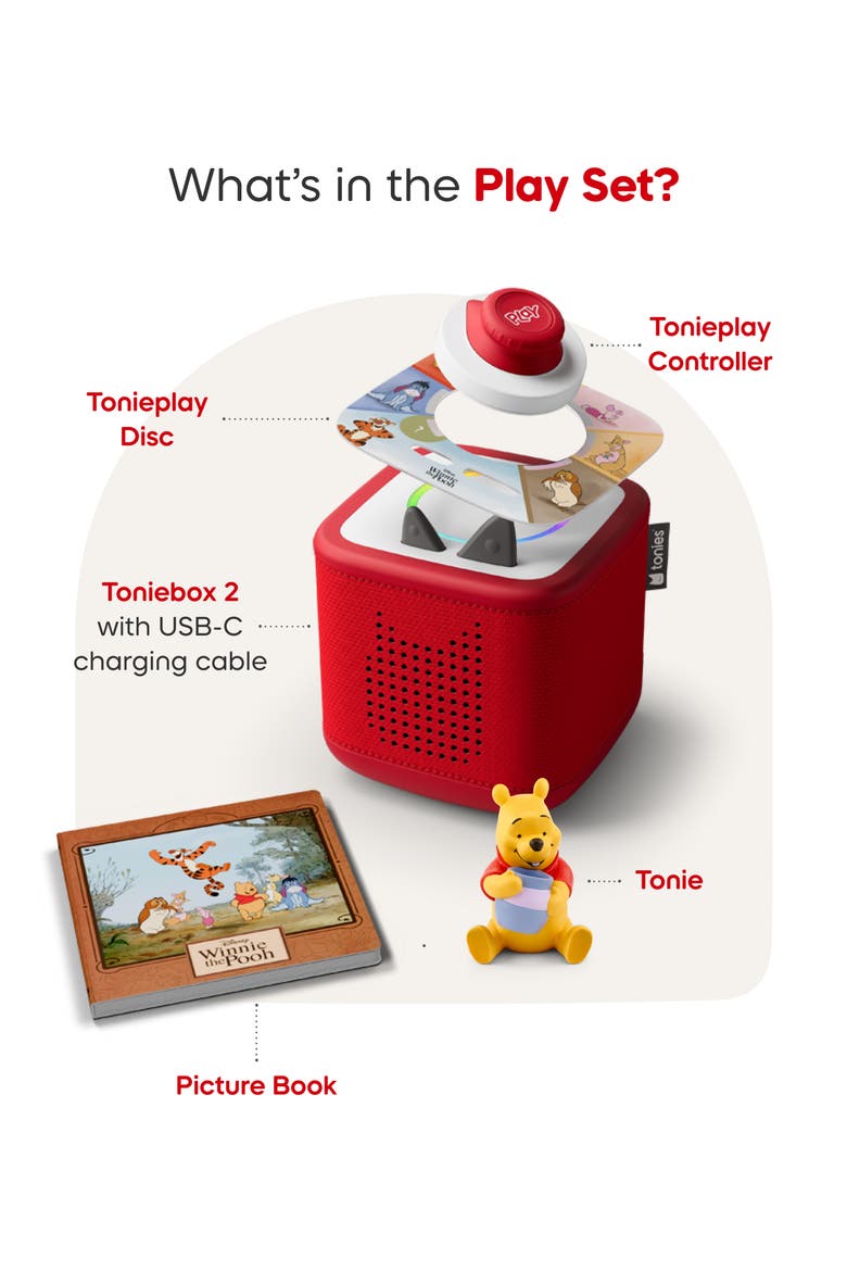 Red Toniebox 2 Playtime Set & Disney® Winnie the Pooh Figure, Alternate, color, SUNSET RED