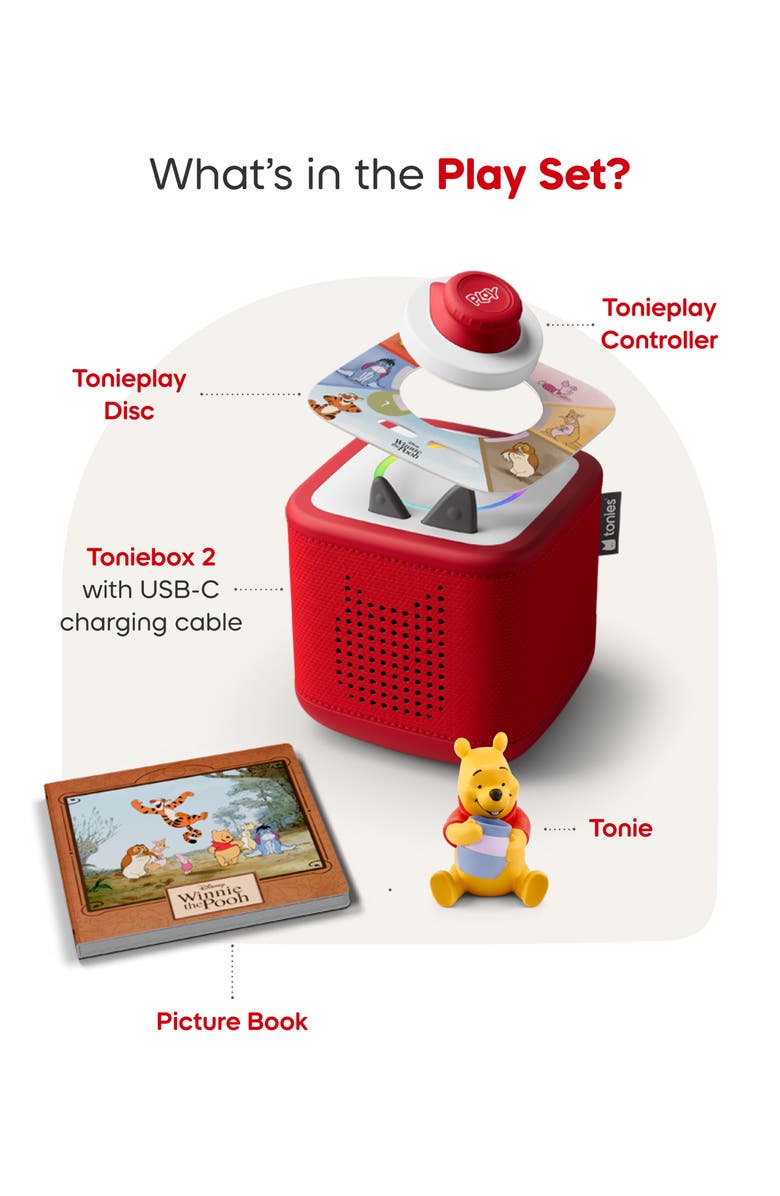 tonies Red Toniebox 2 Playtime Set & Disney<sup>®</sup> Winnie the Pooh Figure, Alternate, color, Sunset Red