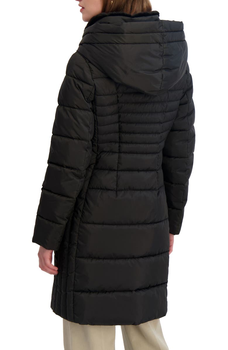 Tahari Casey Hooded Bib Puffer Coat, Alternate, color, Black
