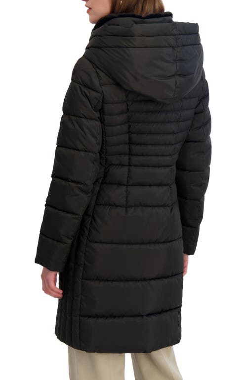 Tahari Casey Hooded Bib Puffer Coat In Black
