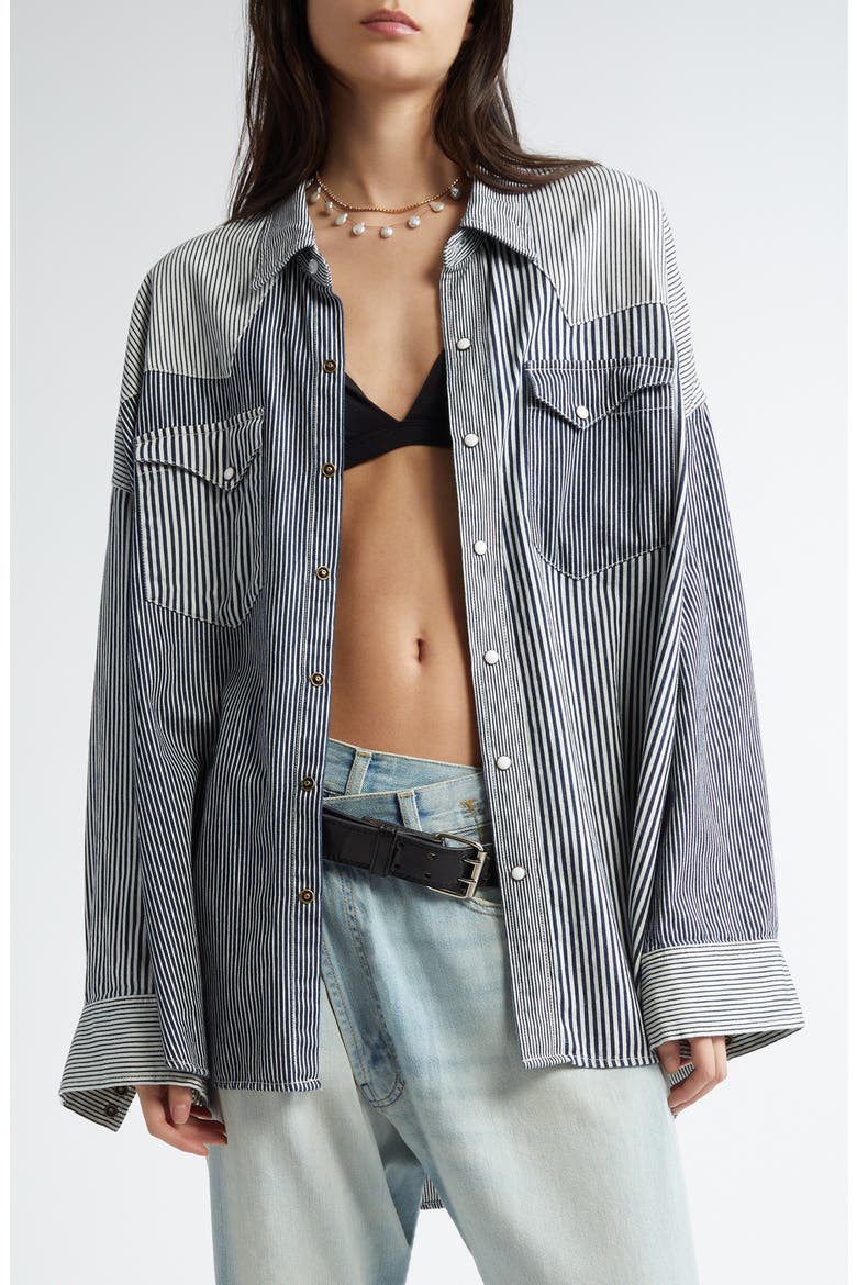 Oversize Stripe Cowboy Shirt, Main, color, MULTI STRIPE RAILROAD