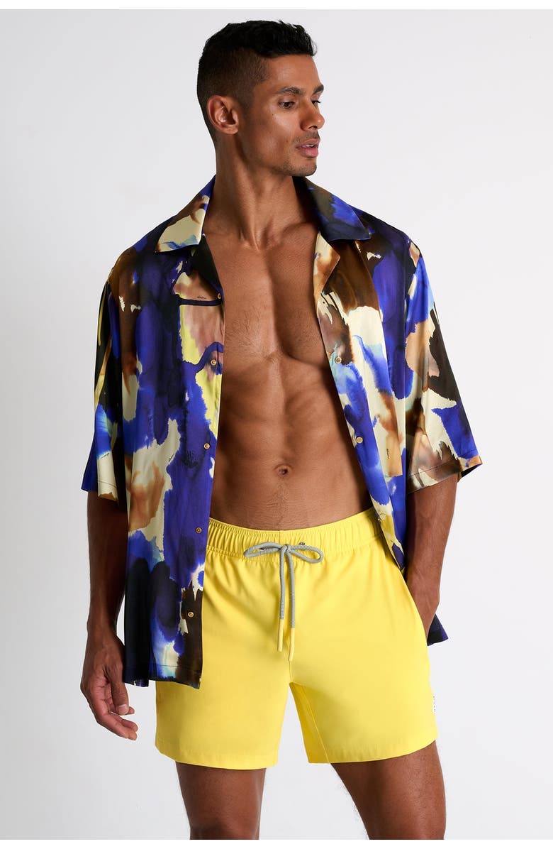 SHAN Classic fit stretch swim trunks, Main, color, Yellow