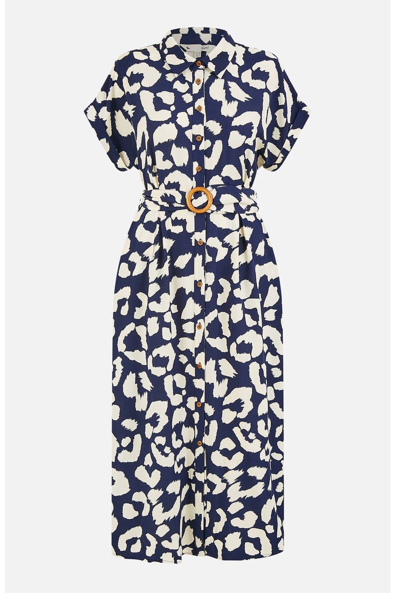 Abstract Animal Print Relaxed Midi Dress, Alternate, color, Navy