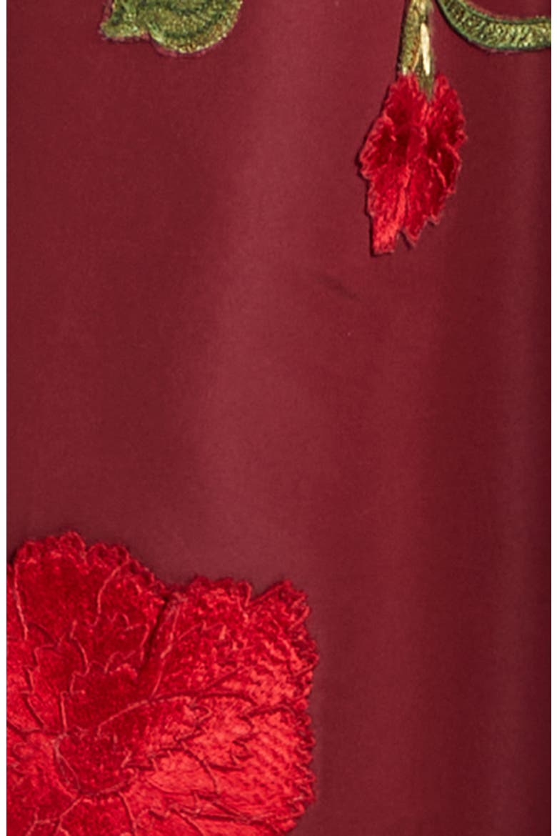 Embroidered Floral Silk Faille Dress, Alternate, color, RIOJA MULTI