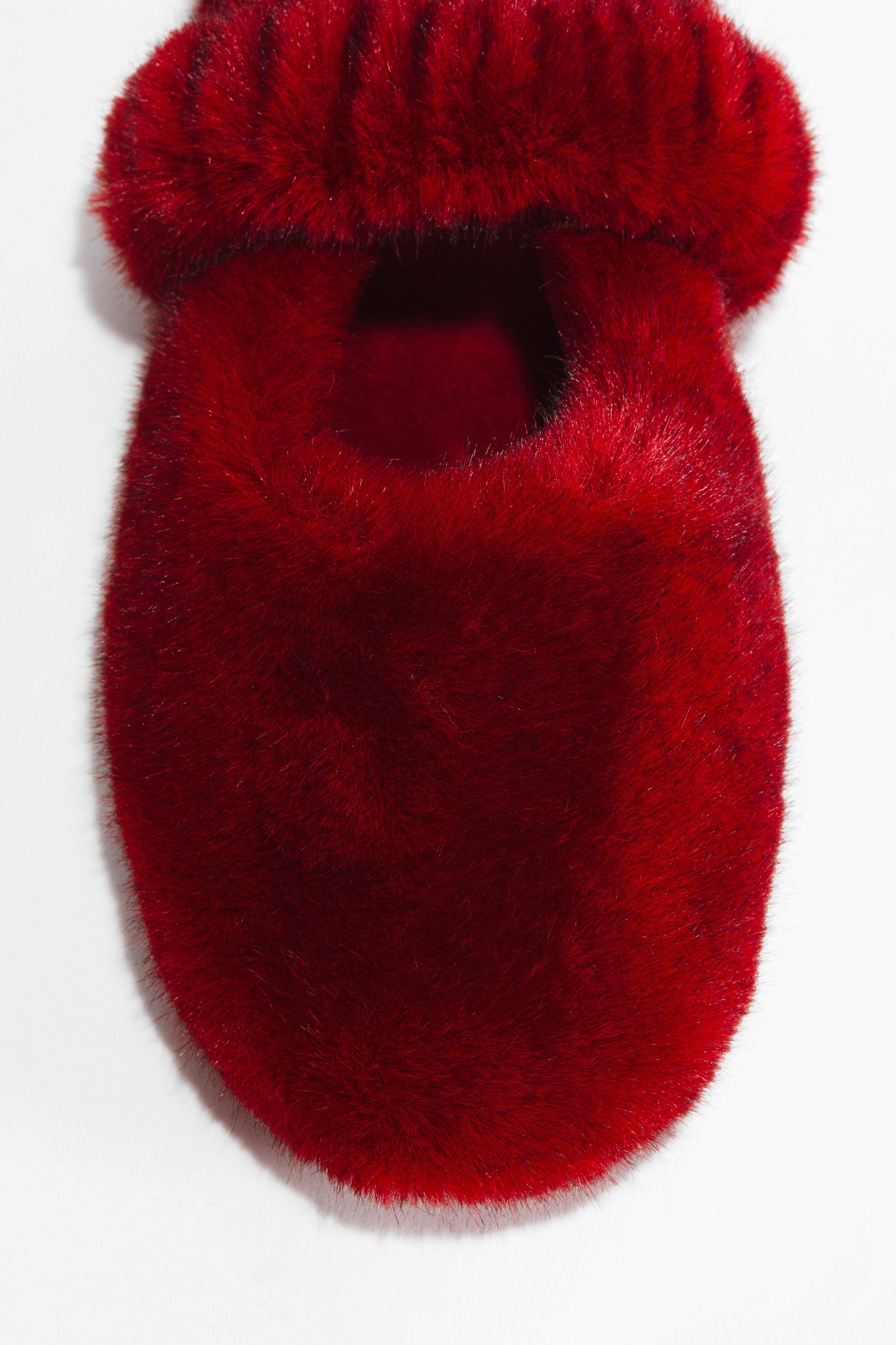 H&M Fluffy Slippers, Alternate, color, Dark Red