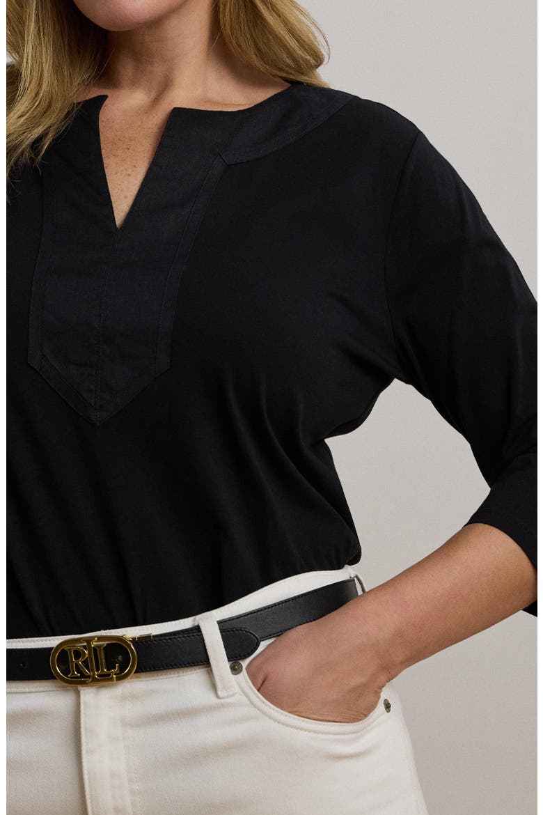 Split Neck Tunic, Alternate, color, BLACK