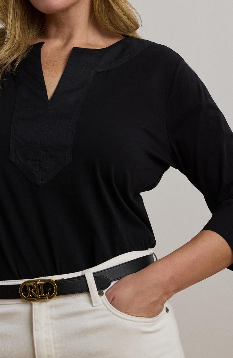 Lauren Ralph Lauren Split Neck Tunic, Alternate, color, Black