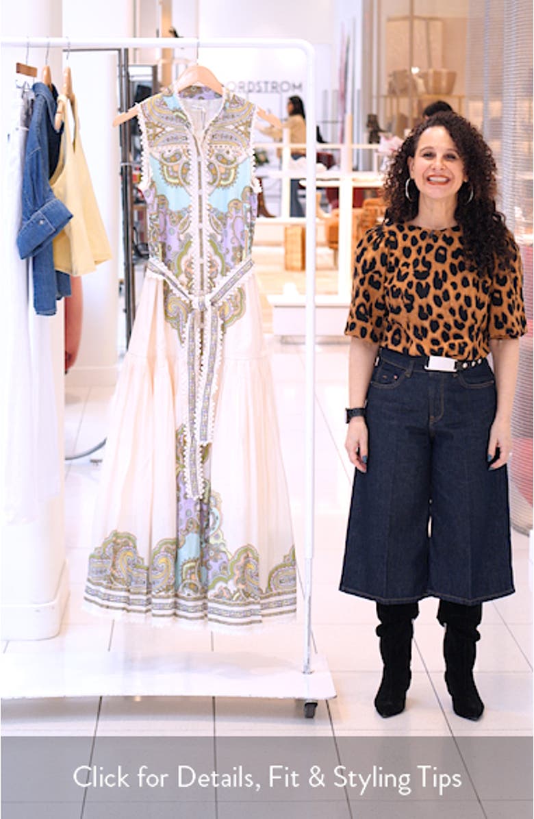 Placed Paisley Lace Trim Cotton Maxi Dress, sales video thumbnail