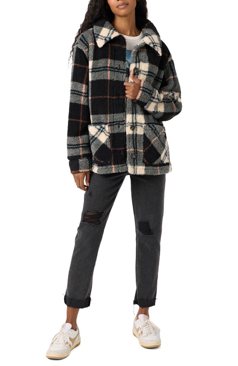 O'Neill Huxlee Plaid Fleece Shirt Jacket, Alternate, color, 