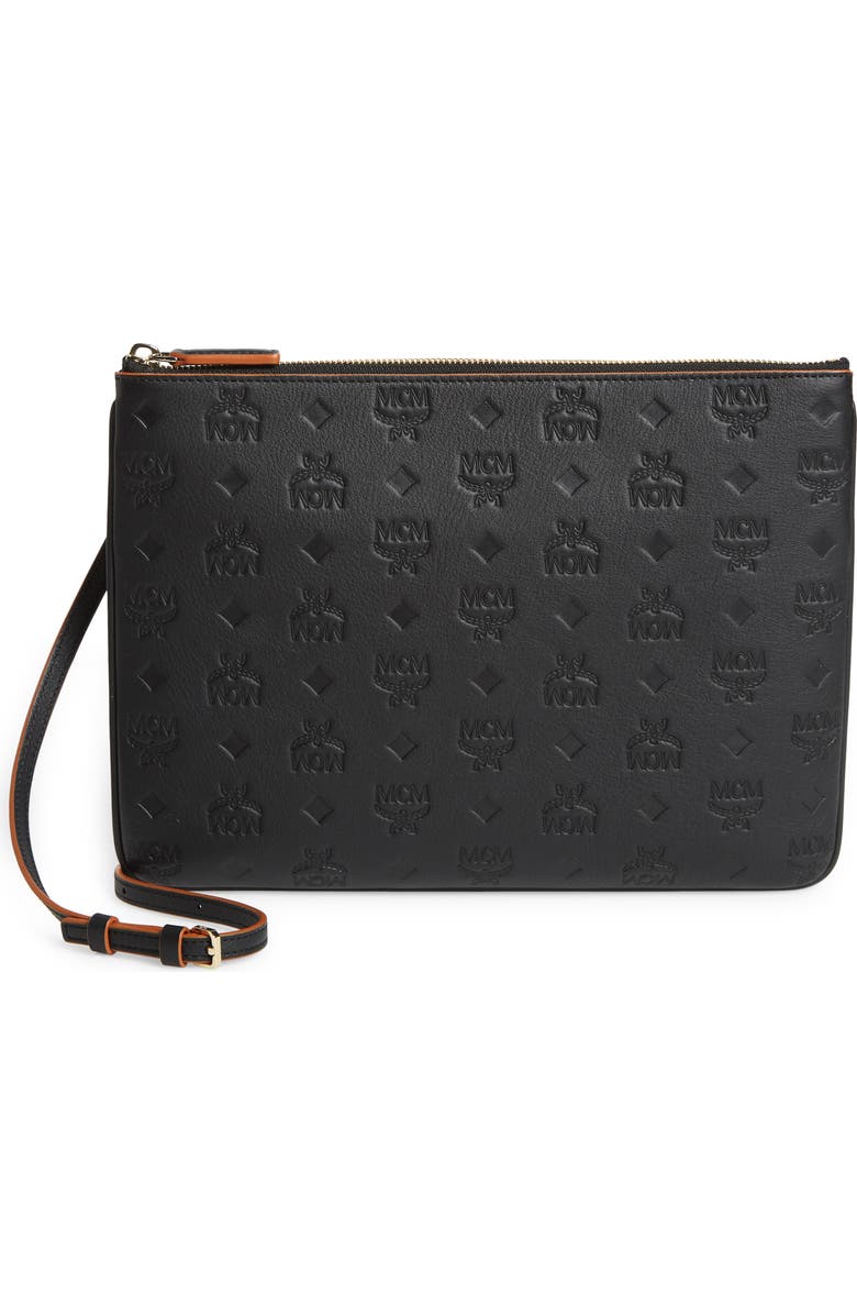 MCM Klara Monogram Leather Crossbody Pouch, Main, color,