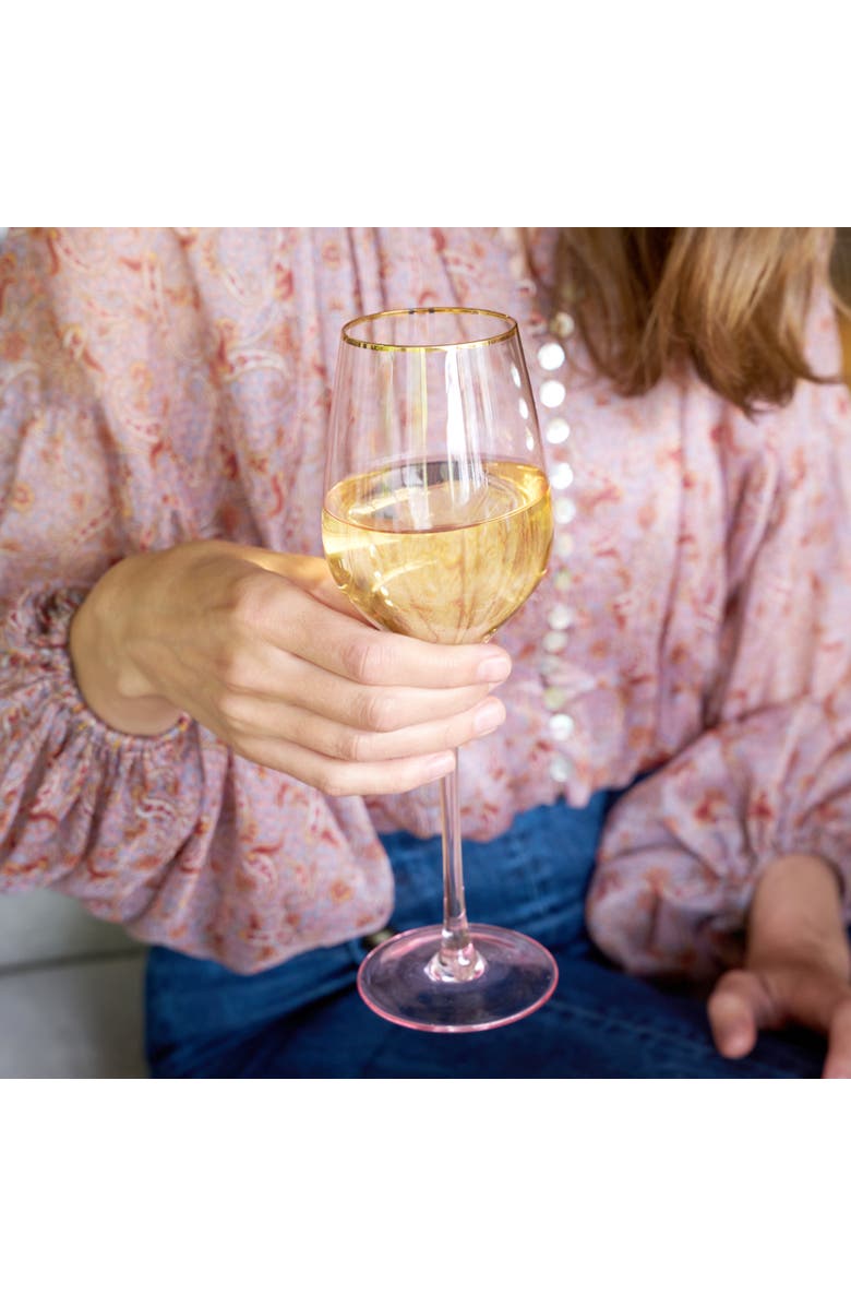 TWINE Rose Crystal White Wine Glasses Set of 2, Alternate, color, Pink