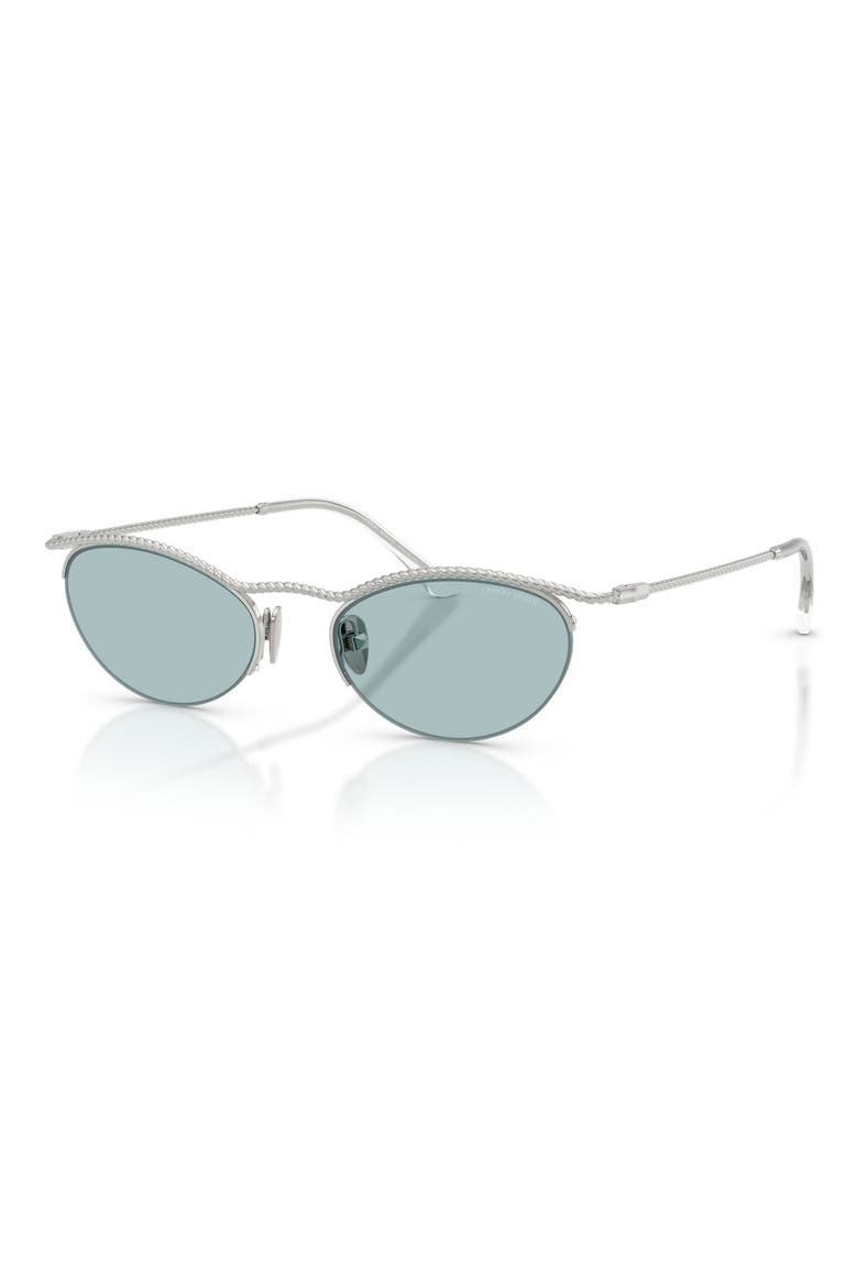 50mm Semi Rimless Butterfly Sunglasses, Alternate, color, SILVER / BLUE